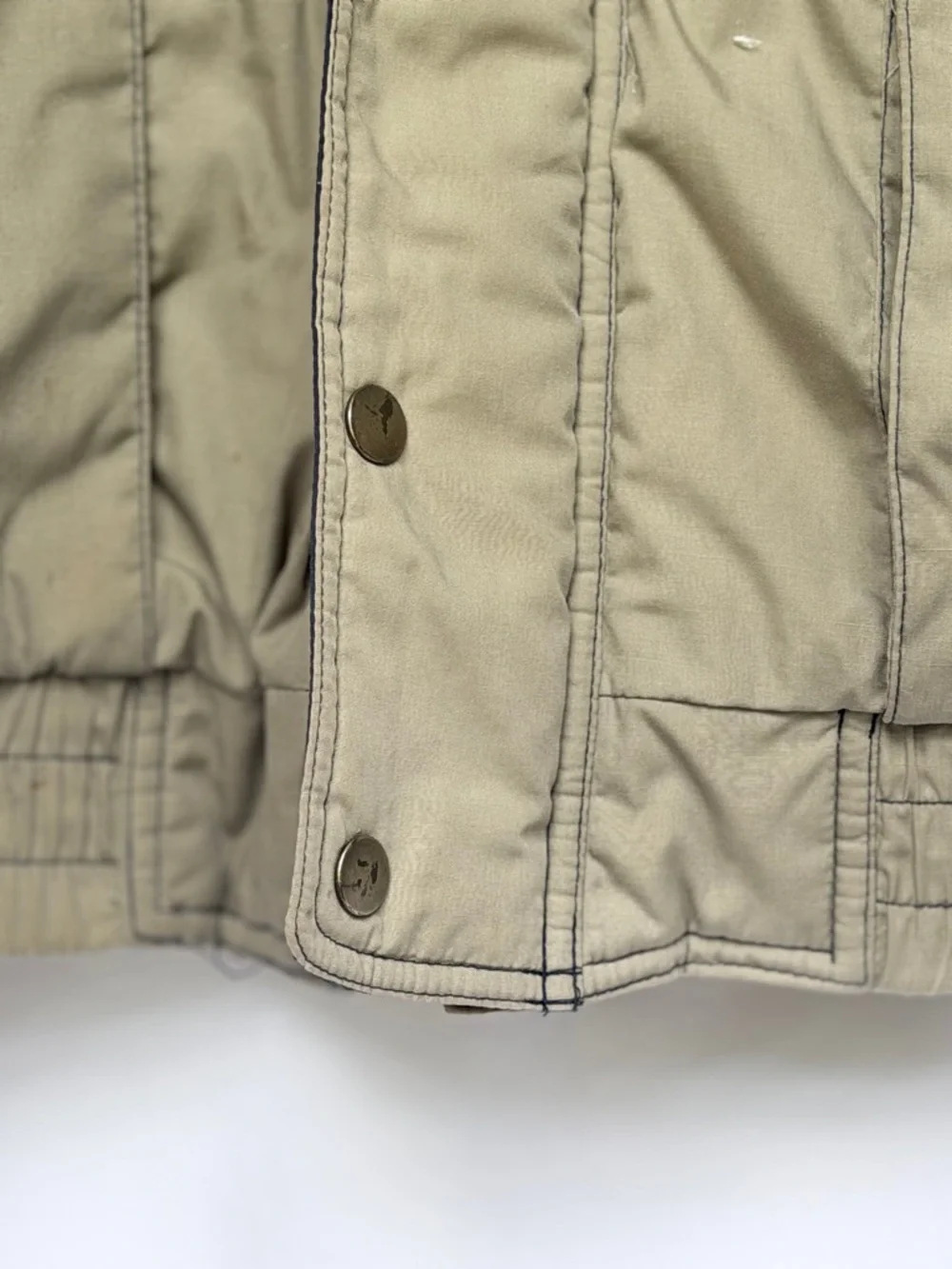 Vintage 90s Ozark Trail Men's Heavy Puffer Bomber Jacket - Beige/Black